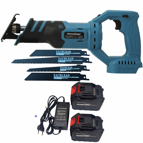Бесщеточная сабельная пила с питанием от литиевой батареи Heimerdinger 18 В с двумя батареями по 60 Ач 10190₽