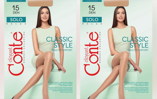 Колготки  Conte elegant, 15 den, 2 шт., размер 3, бежевый