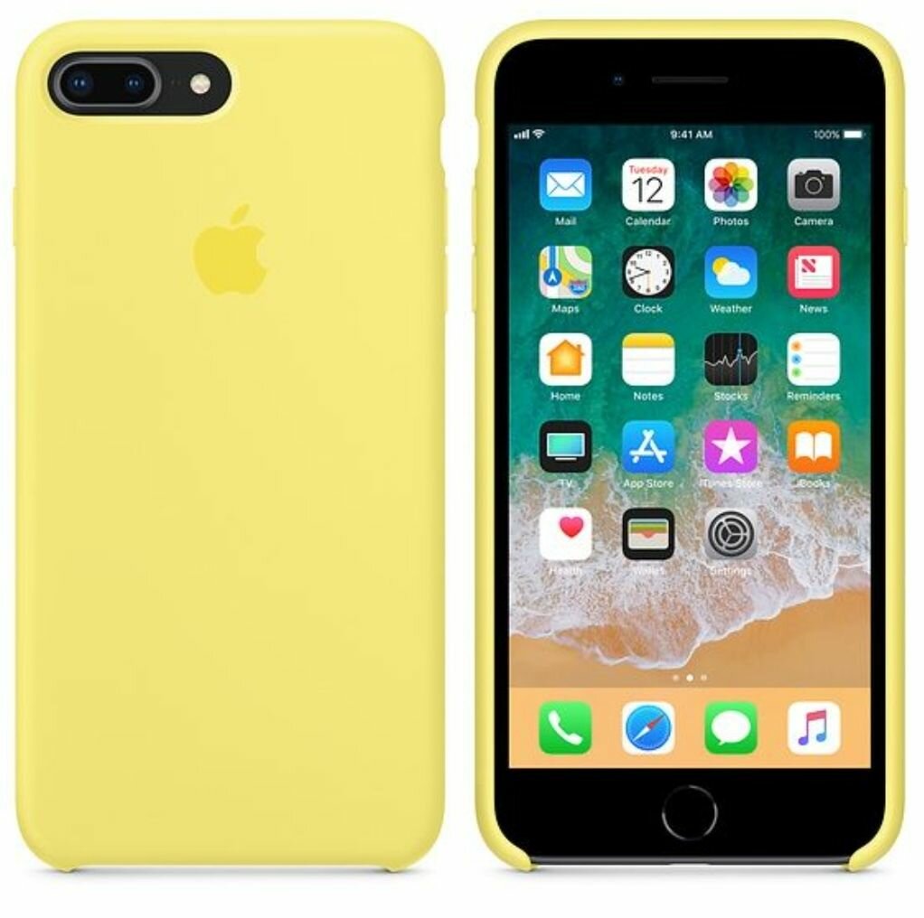 Apple iPhone 8 Plus / 7 plus, 7+, 8+, под оригинальный жёлтый чехол, эпл айфон 8 плюс , 7 плюс Silicone case, замша