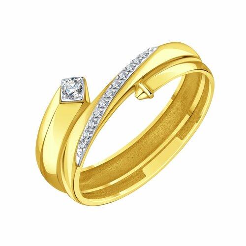 фото Кольцо diamant online, золото, 585 проба, бриллиант, размер 17.5, бесцветный