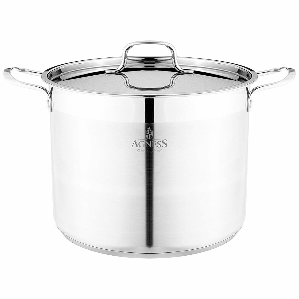 фото Кастрюля agness 26x20 10,0 л. Высококачественная нерж сталь 18/10 индукционное дно KSG-916-460