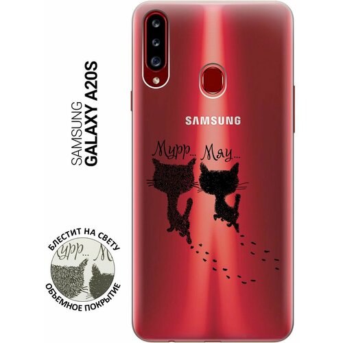 Силиконовый чехол на Samsung Galaxy A20s, Самсунг А20 эс с 3D принтом Kittens and trails прозрачный силиконовый чехол на samsung galaxy a20s самсунг а20 эс с 3d принтом kittens and trails прозрачный