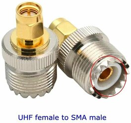Переходник UHF female на SMA male для раций Baofeng, Kenwood, и др. (SO-239, PL-259)