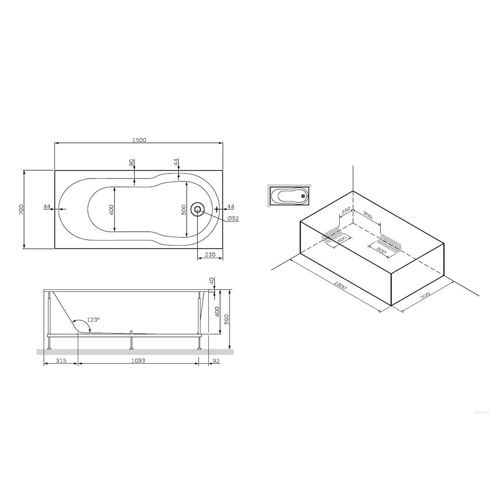 Каркас для ванны AM.PM X-Joy W88A-150-070W-R, 150x70 - фото №7