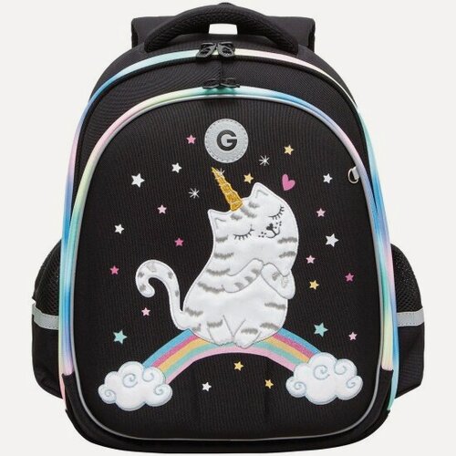 Изображение товара Ранец Grizzly анатомическая спинка, c брелоком, RAINBOW CAT, 36х28х20, RAz-486-2/1