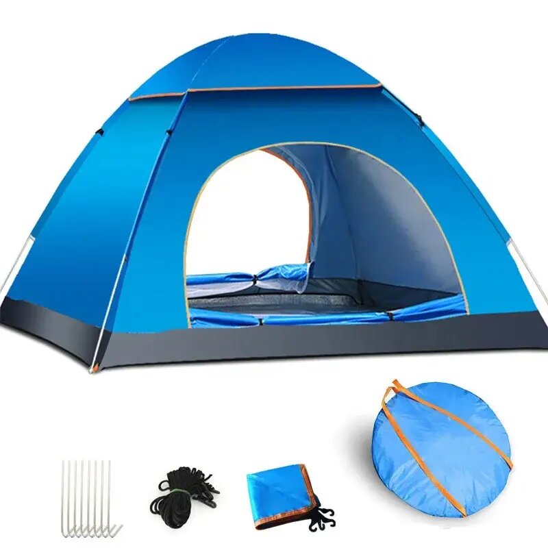 фото Автоматическая двухместная палатка Baizheng 200x140x110 см, голубого цвета