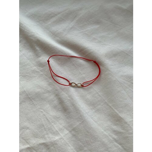 Браслет-нить, 1 шт., размер one size, диаметр 15 см, красный, серебристый браслет плетеный бесконечность