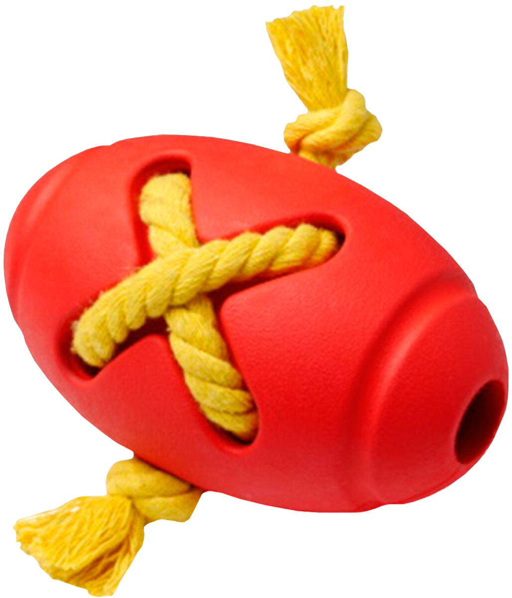 Игрушка для собак Homepet Silver Series мяч регби с канатом каучук красный 8 х 12,7 см