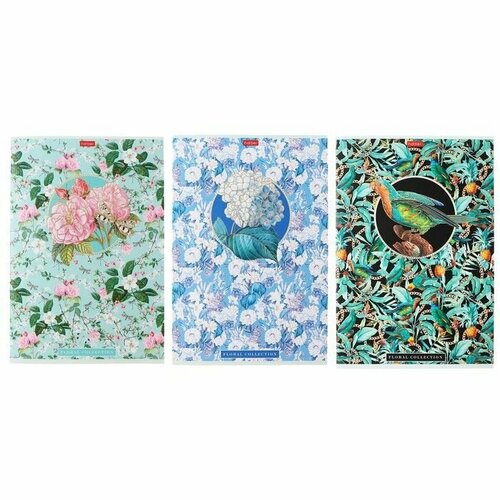 Тетрадь А4 96 листов в клетку Floral collection обложка мелованный картон матовая ламинация 3D фольга блок офсет 65гм2 645₽