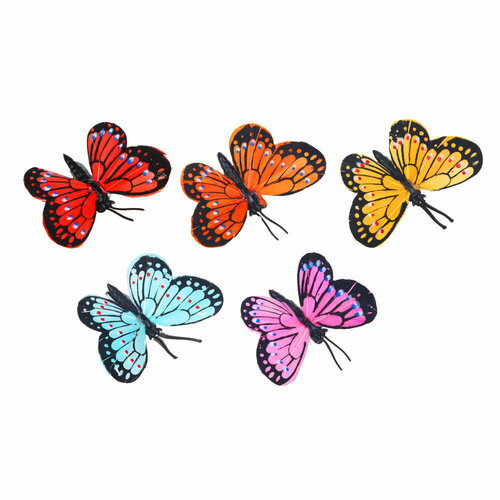 INBLOOM Бабочка на прищепке Жемчужная 6см PE перо 12 штук 1005₽