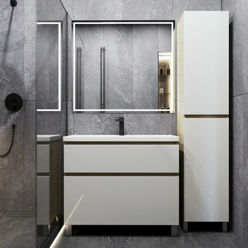 Тумба с раковиной в ванную тумба для ванной FAURAplus Аврора 100-2 напольная фасад белый раковина Classica 24000₽