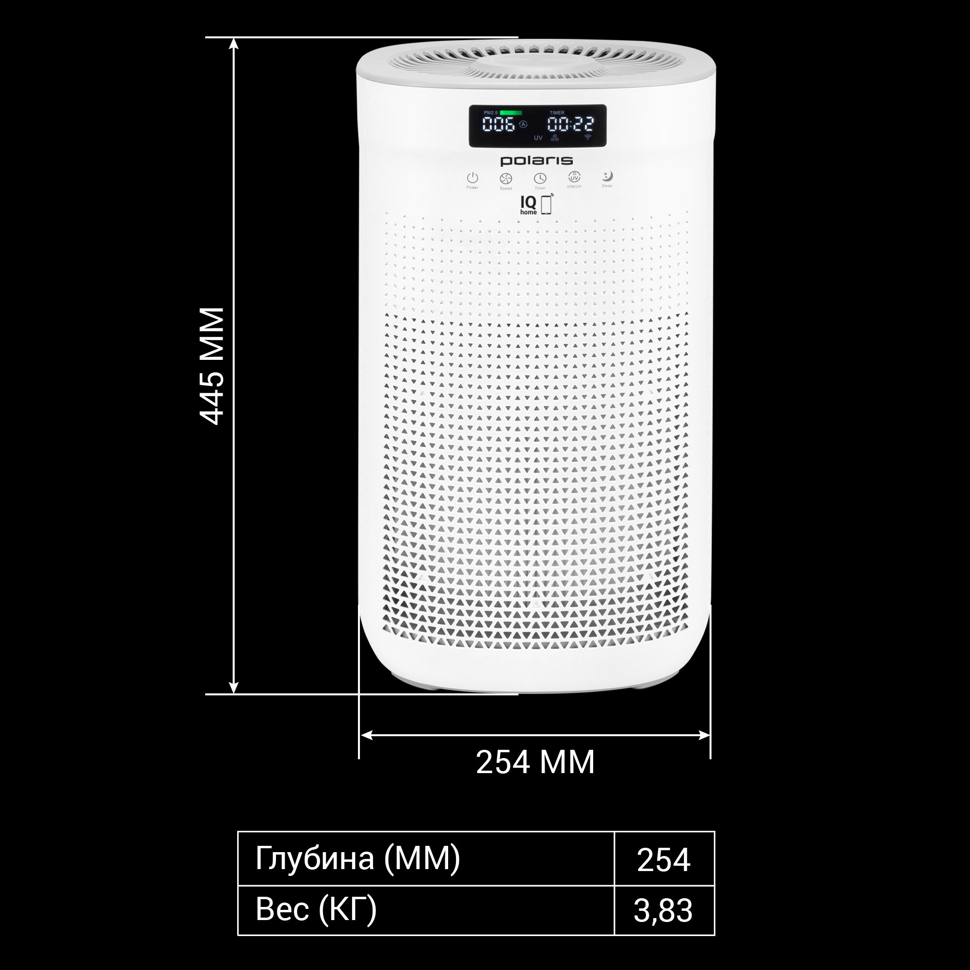Очиститель воздуха Polaris PPA 4050 WIFI IQ Home , белый
