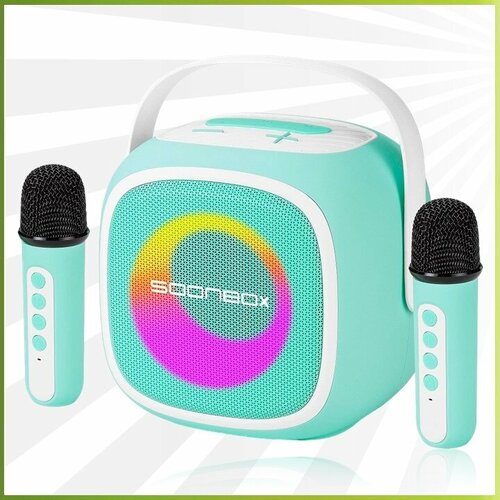 SoonBox 5200 (Light Green) - домашняя караоке-система, 20Вт, 2 радиомикрофона, Bluetooth, USB, AUX