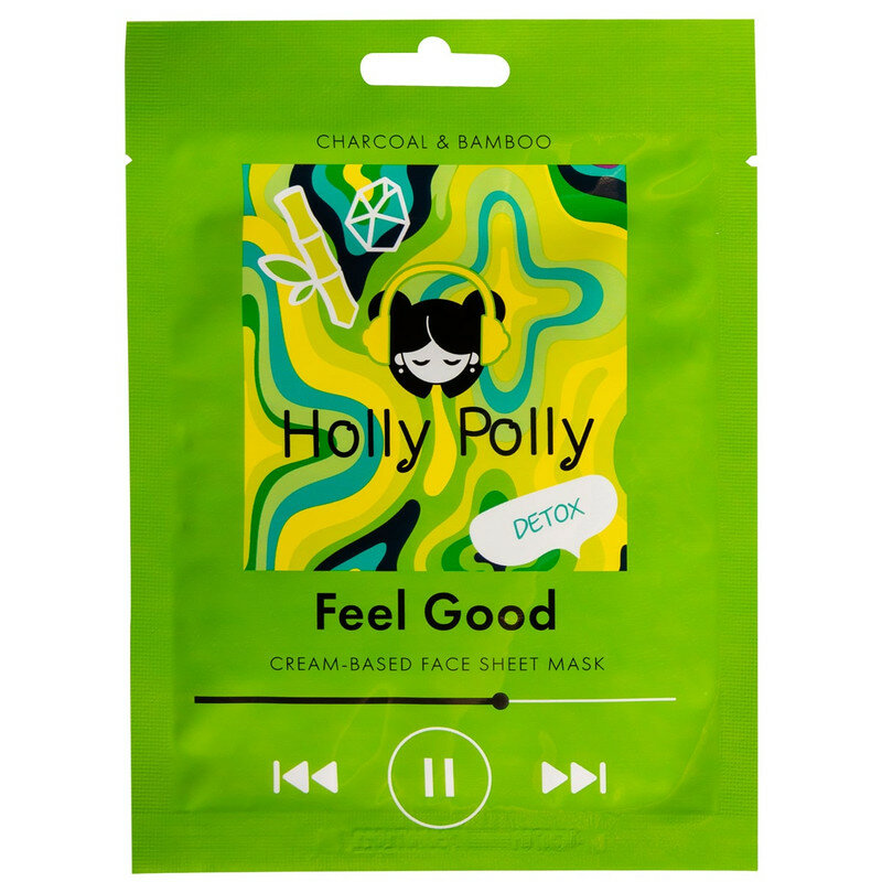 Тканевая маска HOLLY POLLY для лица на кремовой основе Holly Polly Feel Good с Углем и экстрактом Бамбука (Детокс), 22г