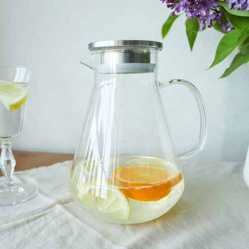 Кувшин стеклянный с крышкой 2000 мл для воды и лимонада 1179₽
