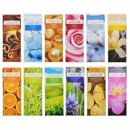 LADECOR Аромамасло 10мл, 12 ароматов, 12 штук