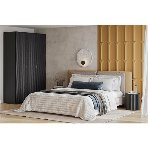 Шкаф распашной Тоди-3 Черный 137x50x212 трехдверный для одежды 43390₽