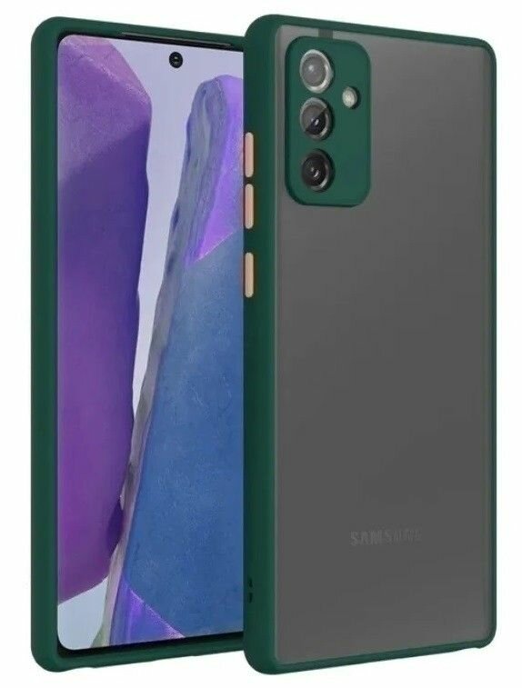 Накладка пластиковая матовая для Samsung Galaxy M52 5G M526 с силиконовой окантовкой зелёная