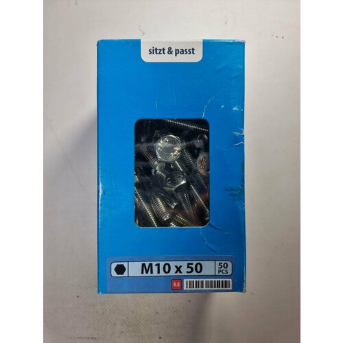 Болт шестигранный оцинкованный DIN 933 SW17 88 М1050 50шт в 1уп SWG Германия 2050₽