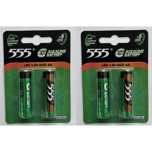 Элементы питания 555 AA LR6 алкалиновые, 2 шт, 2 уп