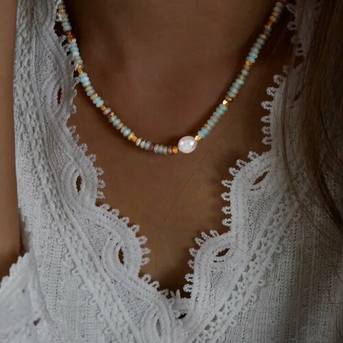 Чокер SORONA длина 44 см голубойзолотой 1950₽