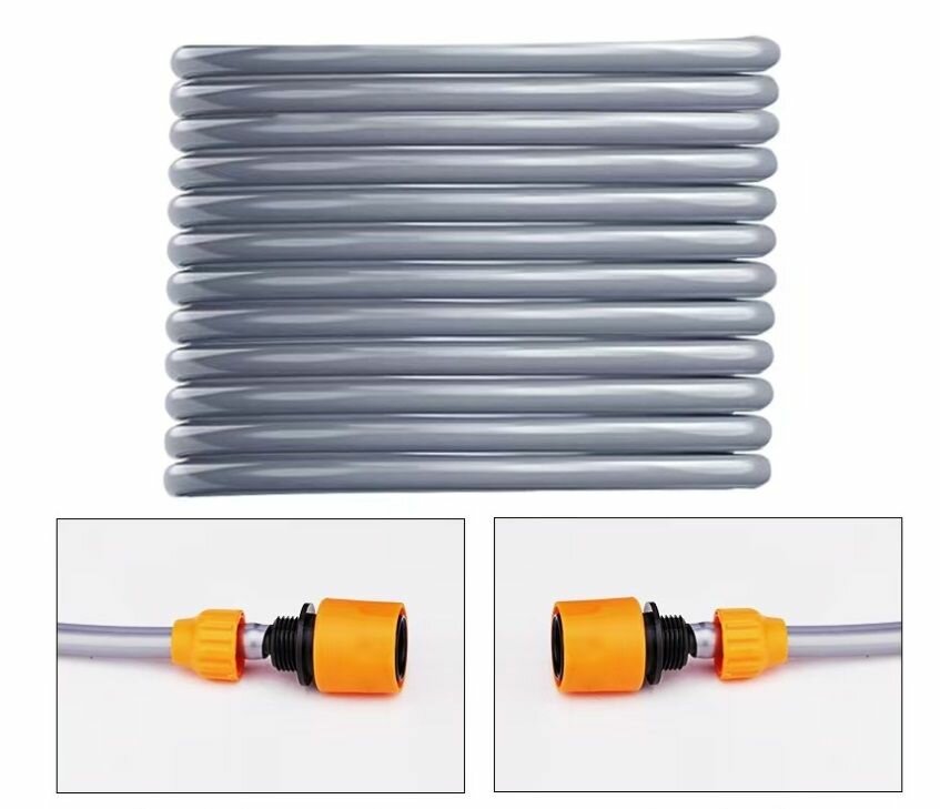 фото Шланг всасывающий для аккумуляторных моек высокого давления, Категории А, силиконовый (Серебристый). С двумя коннекторами. Длина 10 м.