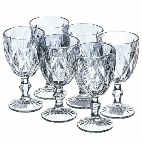 Набор бокалов для вина Графит, 300 мл, стекло, 6 шт, серый