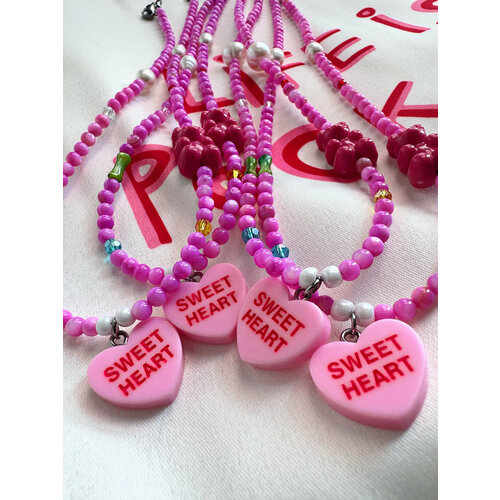 Колье ALLUMER, хрусталь, длина 38 см, розовый