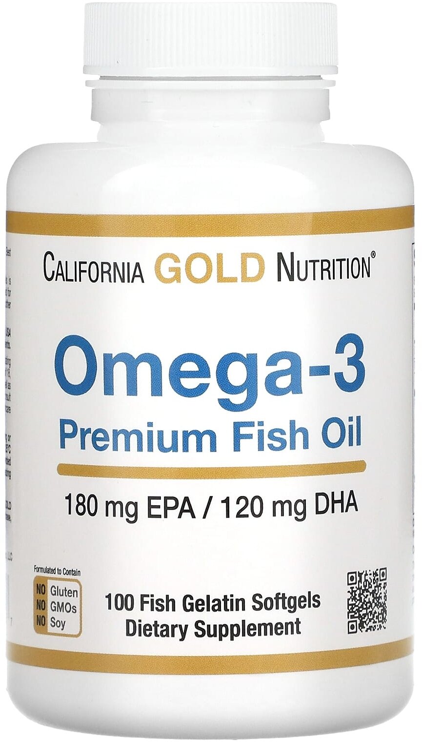California Gold Nutrition Omega-3 Premium Fish Oil капс, 180 г, 100 шт. — фото 1