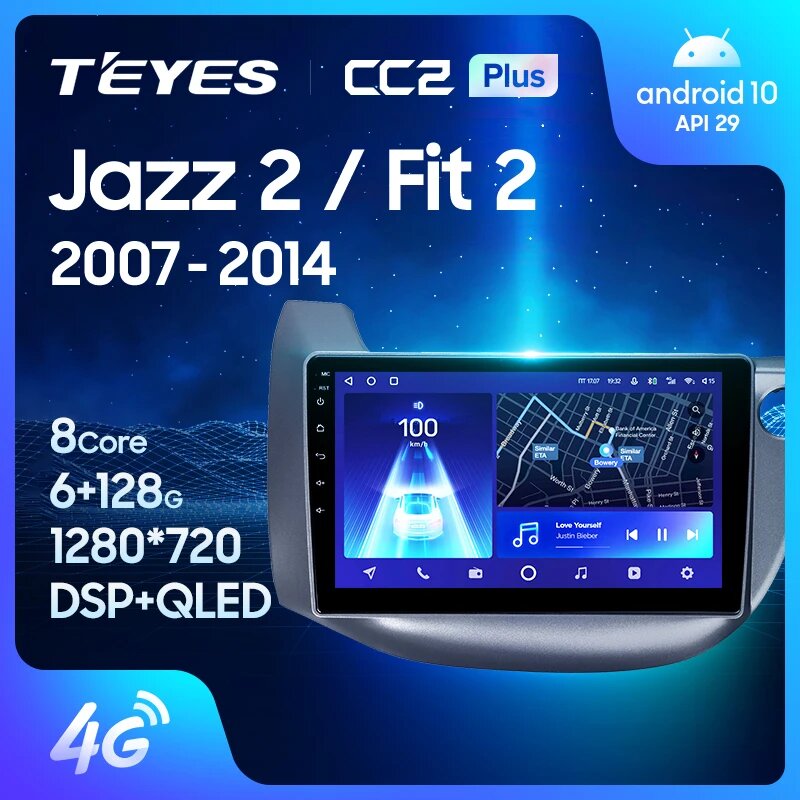 TEYES Тиайс CC2 Plus Штатная магнитола For Хонда Джазз GG Фит GE GP GE For Honda Jazz 2 GG 2008 - 2014 Fit 2 GE GP GE 2007 - 2014 Right hand drive Android до 8-ЯДЕР до 6 + 128ГБ 16*2EQ + DSP 2DIN автомагнитола 2, 07Fit CC2p 128G R — фото 1