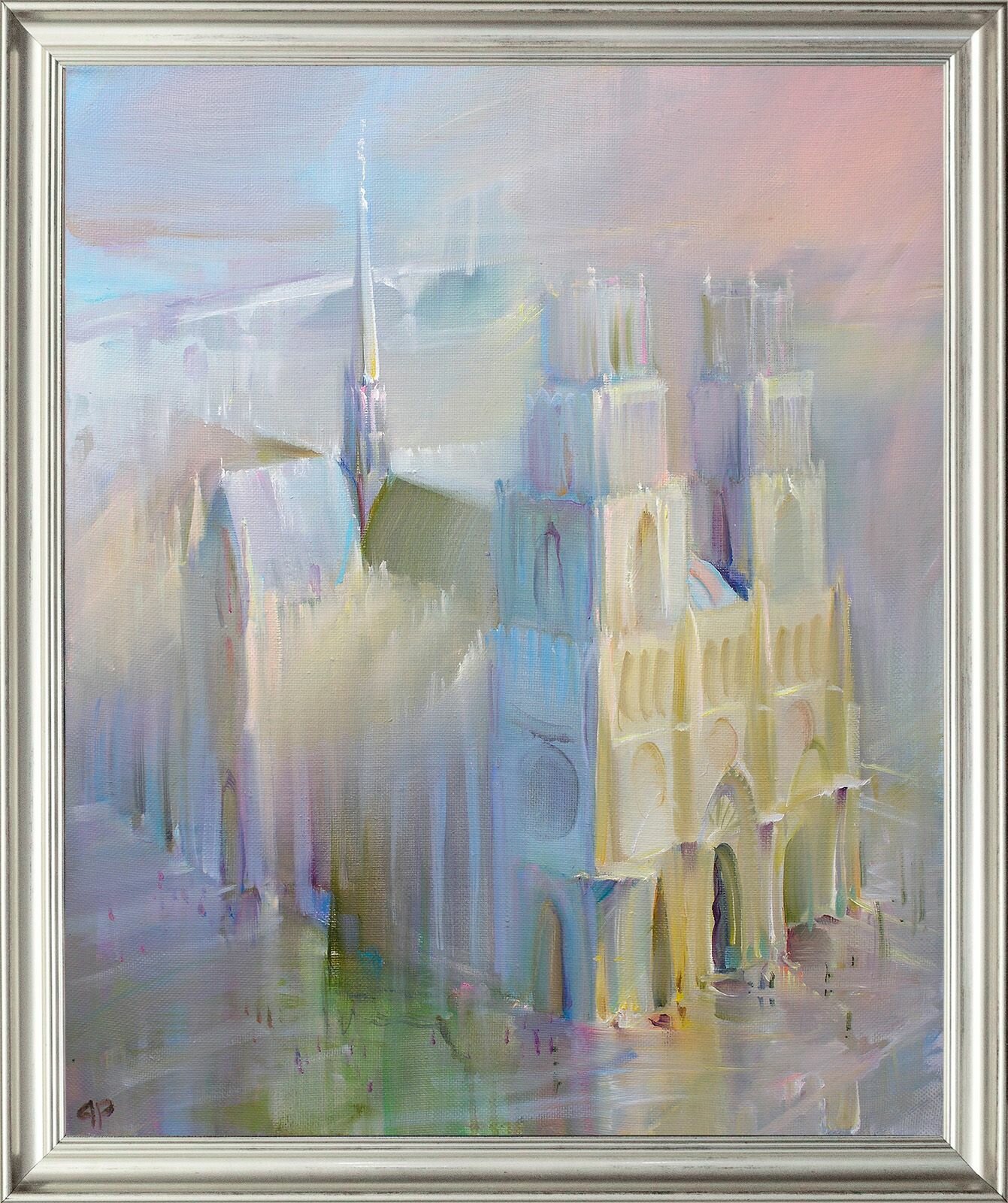 Картина на холсте, "La cathedrale Sainte-Croix (Orleans)", 50х60 см, художник - Романов Роман. Холст на деревянном подрамнике, оформлена в багет, Арт. РР-х51