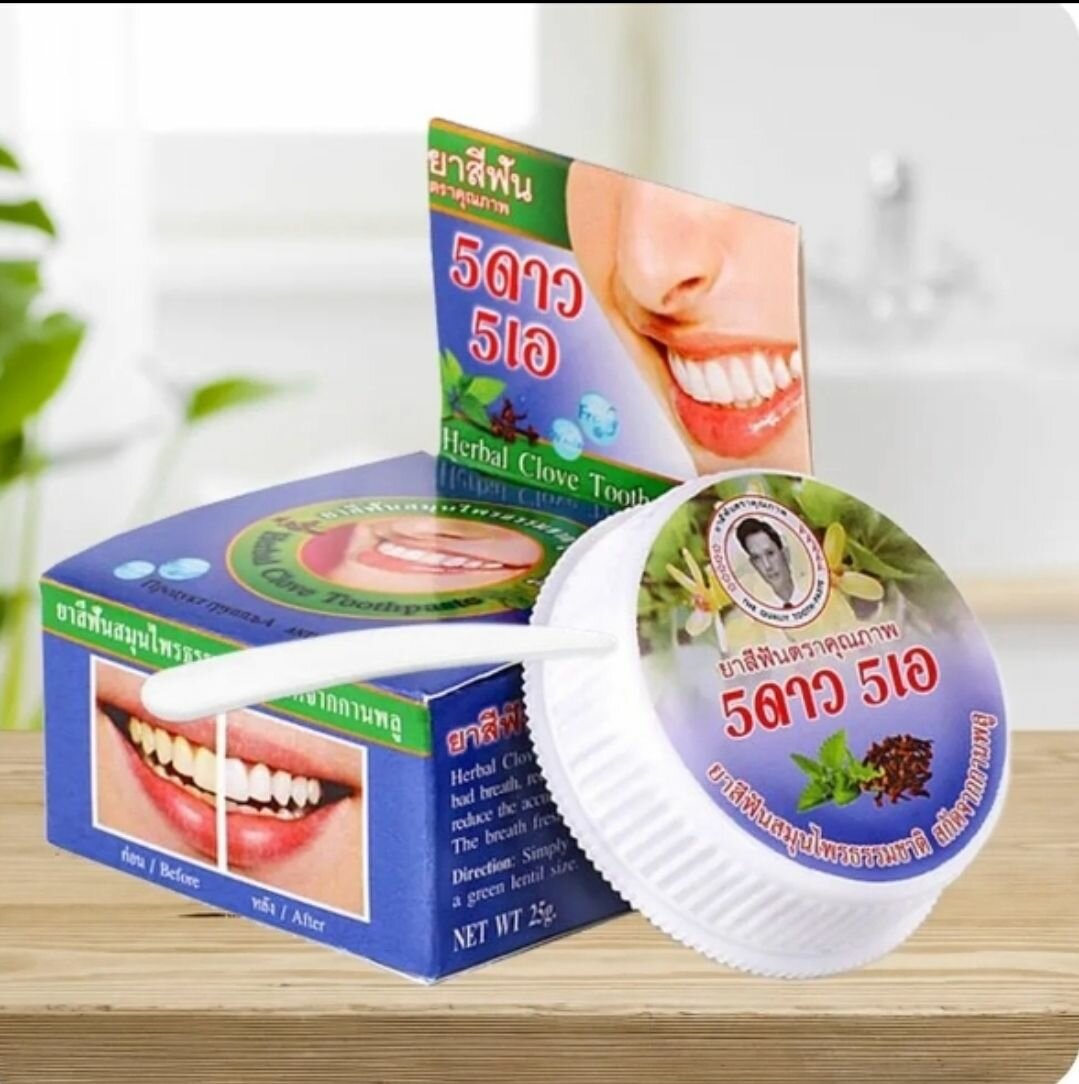 Комплект 2шт. Паста для отбеливания зуб. Herbal Star Тайланд, 30гр. Гвоздика Мята