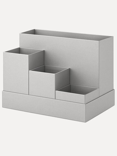 Изображение товара Серебристый настольный органайзер для канцелярии и косметики, универсальная подставка 5 отделений