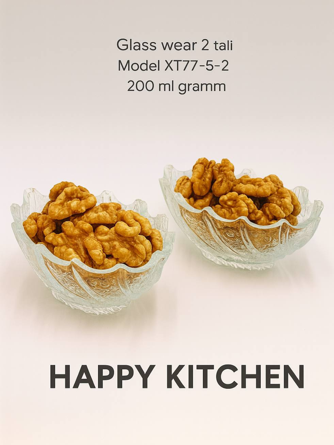 Салатницы GOLD HAPPY KITCHEN XT77-5-2, стекло, рельефные, овальные, 2 шт.