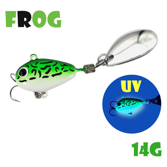Блесна Тейл-Спиннер для рыбалки Uf-Studio Hurricane 14g #Gria Frog