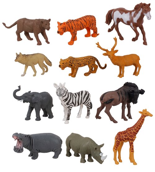 Игровой набор фигурок / Фигурки диких животных 12 штук Домашний зоопарк