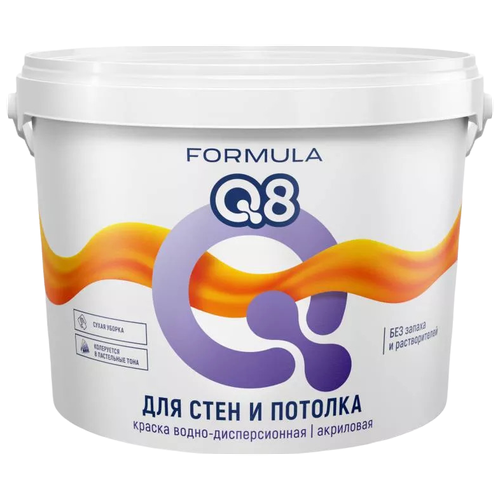 Краска акриловая Formula Q8 Для стен и потолка матовая белый 25 л 25 кг