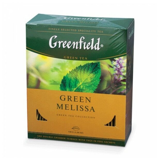 Чай Greenfield Green Melissa зеленый мелисса 100пак. карт/уп. (0879-09) - фото №11