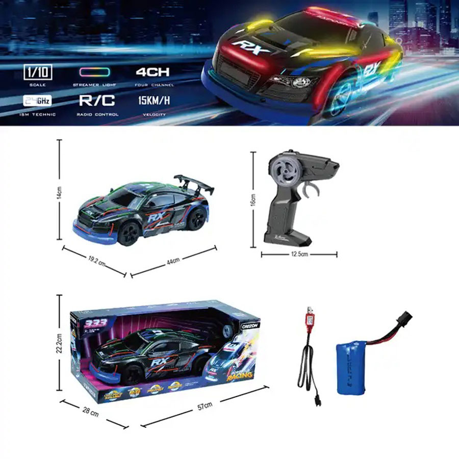 Радиоуправляемая гоночная машина Crazon с подсветкой, цвет синий