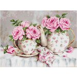 Luca-S Набор для вышивания Утренний чай и розы, 30 х 22 см, G568 - изображение