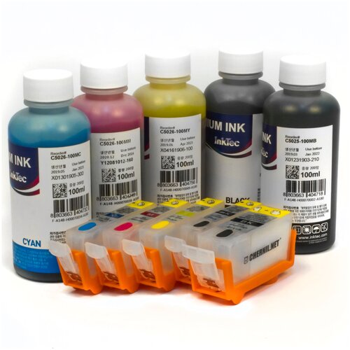 фото Набор перезаправляемых картриджей и чернила inktec для canon ip3600, mp540, mp550, ip4700, ip4600, mp560, mp620, mp630, mp640, mx860, mx870