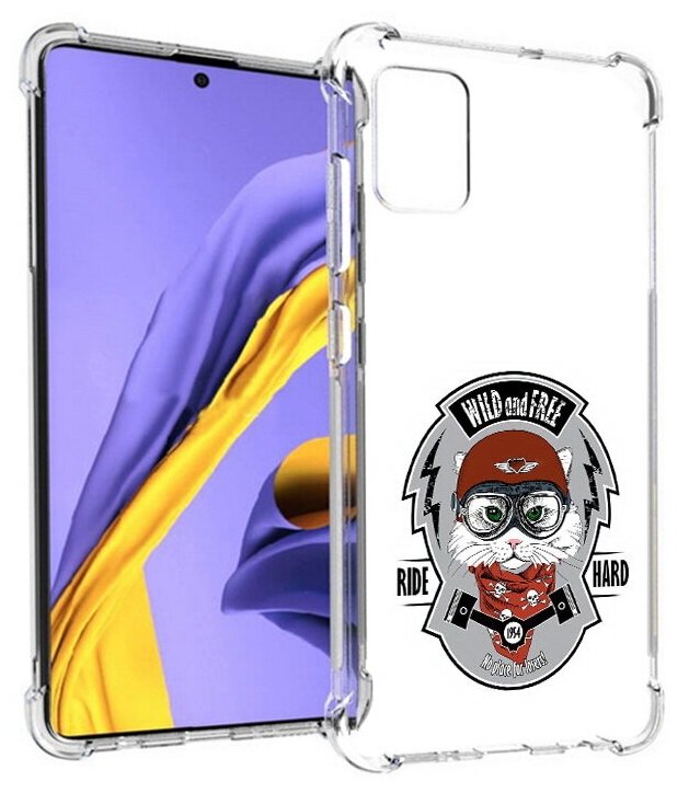Чехол задняя-панель-накладка-бампер MyPads кошка в шлеме для Samsung Galaxy A51 SM-A515F (2020) противоударный