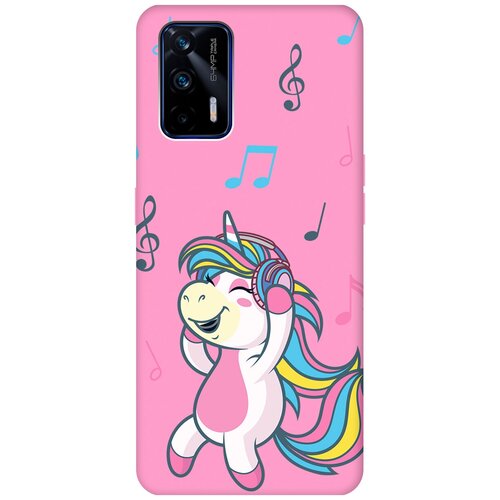 Матовый чехол Musical Unicorn для Realme GT / Рилми ГТ с 3D эффектом розовый матовый чехол unicorn and candy для realme gt рилми гт с 3d эффектом бирюзовый