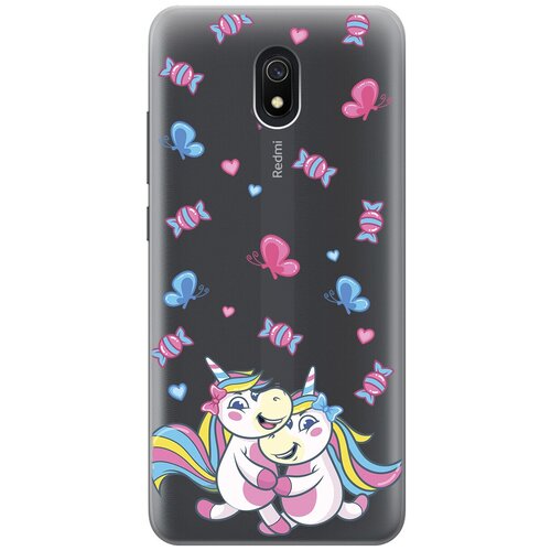 Силиконовый чехол с принтом Unicorns and Candies для Xiaomi Redmi 8A / Сяоми Редми 8А силиконовый чехол на xiaomi redmi 8a сяоми редми 8а с 3d принтом floral unicorn прозрачный