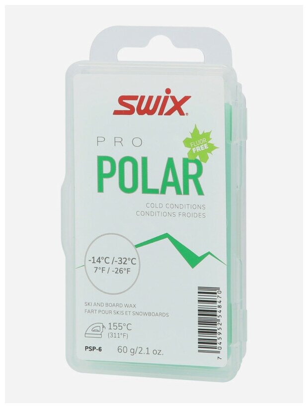 Мазь Swix PS скольжен. для лыж/сноуб. темп.:-14/-32 тверд. 60гр белый (PSP-6) - фото №2