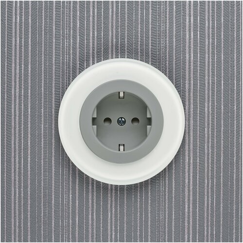 Розетка DeLUMO с заземлением круглая, стекло, чистый белый