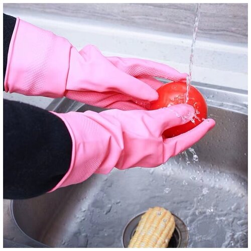 Перчатки хозяйственные розовый, размер M