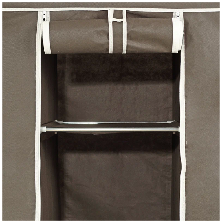 Складной каркасный тканевый шкаф STORAGE WARDROBE 175*130*45 см коричневый - фотография № 4