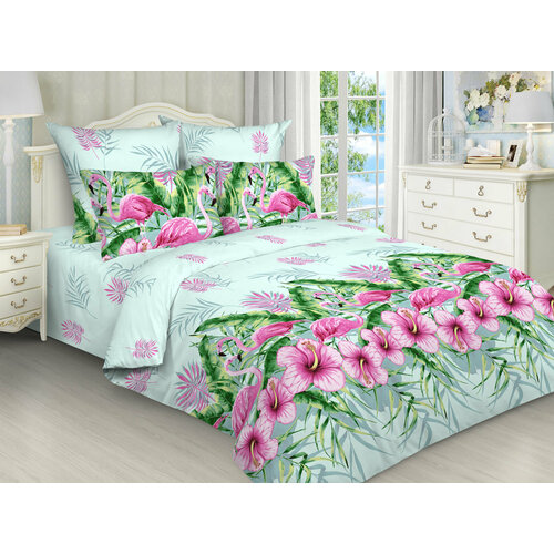 Постельное белье Евро ЭКО бязь Розовый фламинго 2572₽