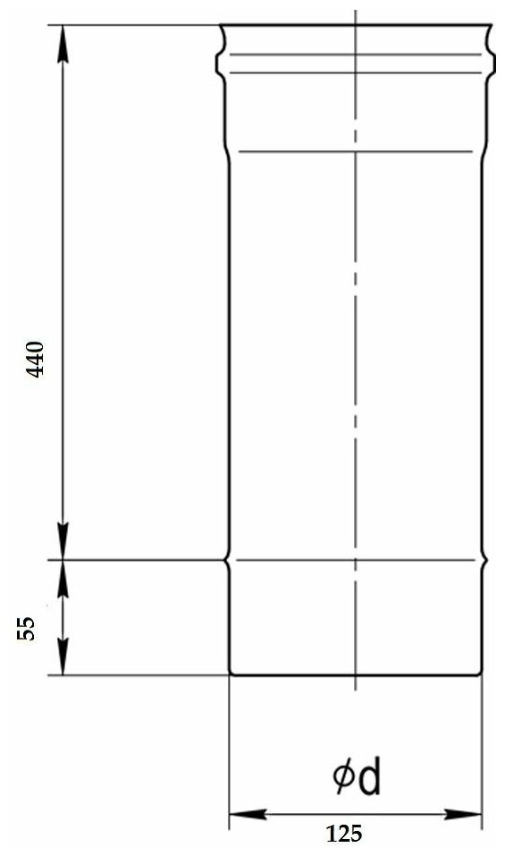 Дымоход 0,5м Ferrum (430 0,5 мм) Ф125 - фотография № 3